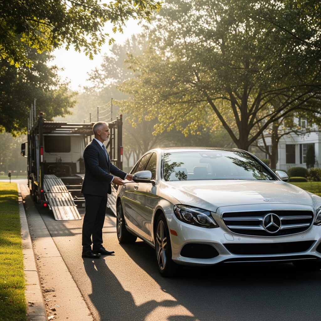 caR BEEN DELIVERED Mercedes-Benz been delivered after been transported to Massachusetts